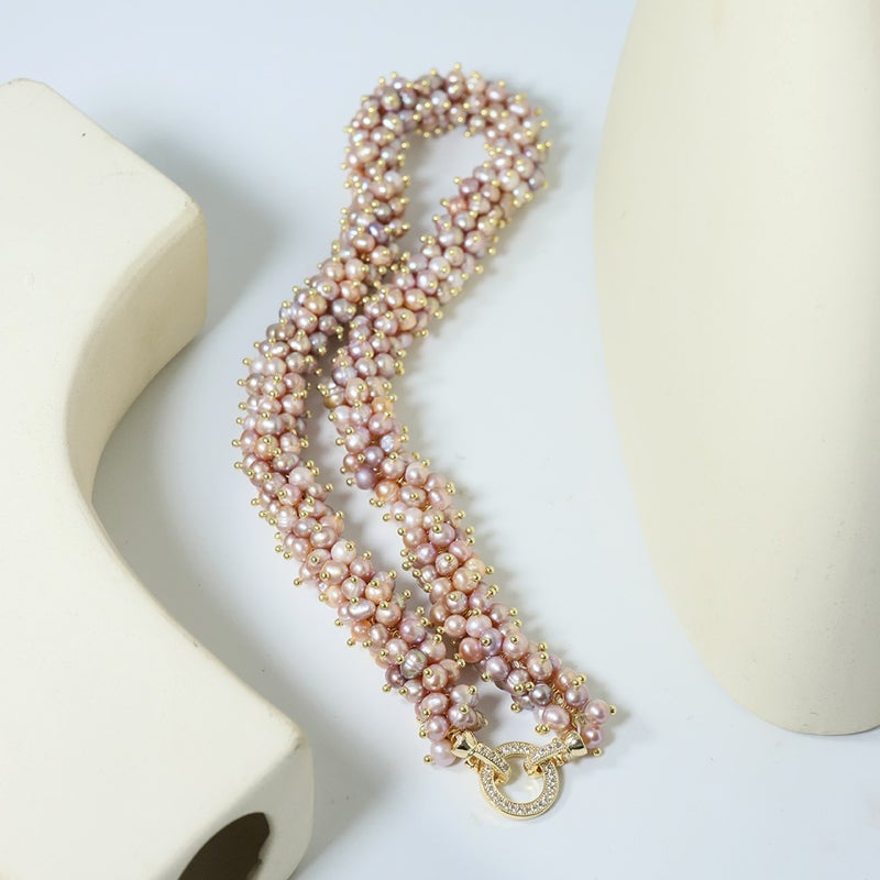 Natural Freshwater Pearl Caterpillar Necklace Niche Simple Necklace High-End Handmade Fashion Commuter Women - Image 5
